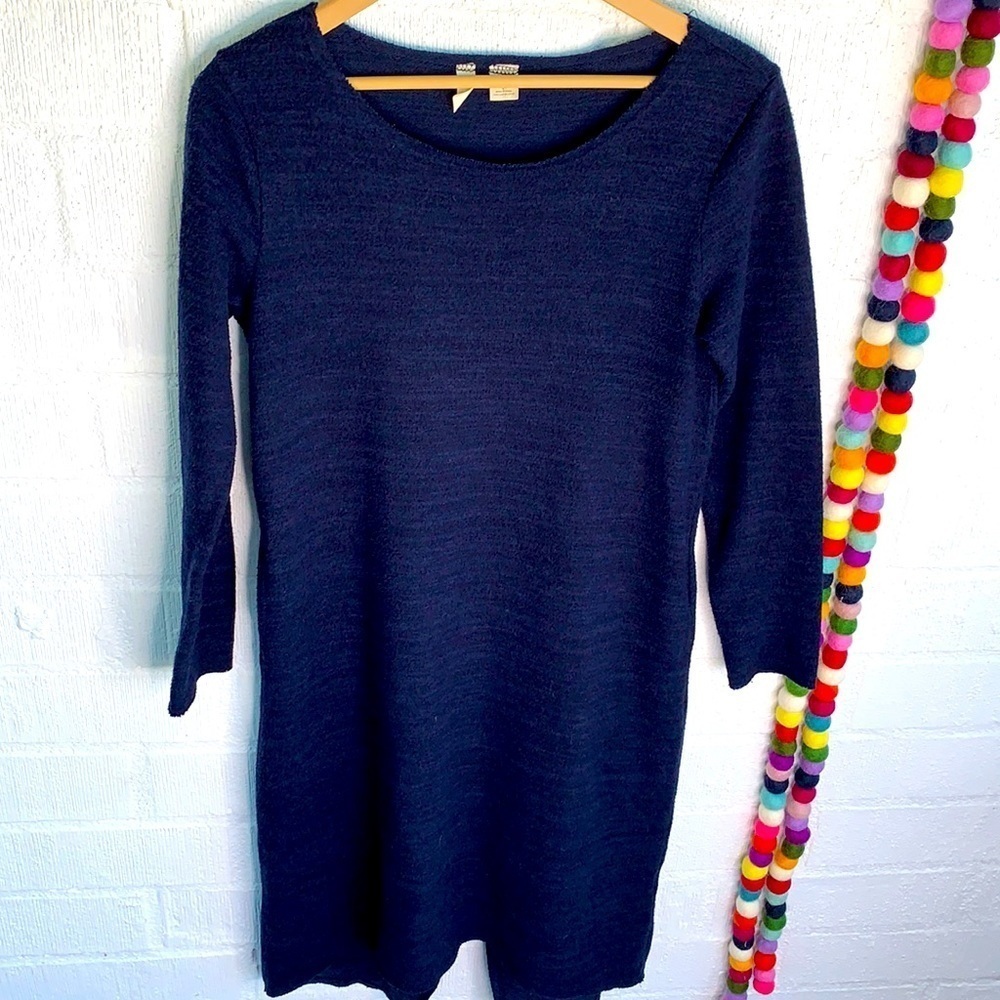 Anthropologie Moth Knit Long Sleeve Slit Asymmetrical Midi Sweater Dress sz XS - Picture 3 of 8